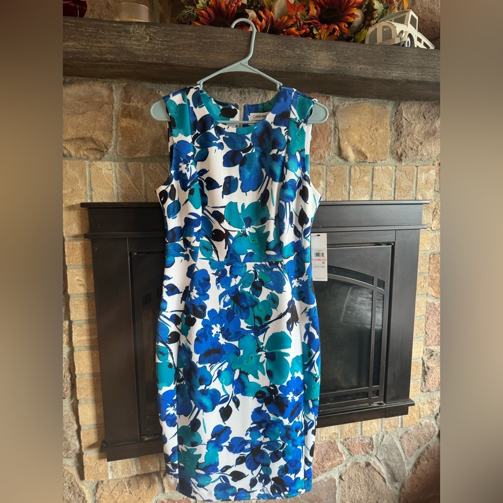NWT size 10 blue floral calvien klien dresss